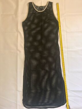 Black Mesh Sleeveless Maxi Dress with Silver Trim